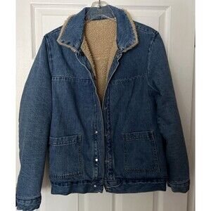 FOREVER 21 Womens Sherpa Lined Reversible Trucker Denim Jean Jacket MEDIUM